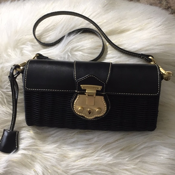 Talbots Handbags - Talbots Black Leather and Wicker Bag